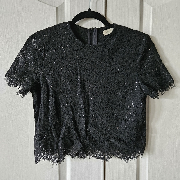Sophie Rue black lace and sequin top, small - Picture 1 of 6